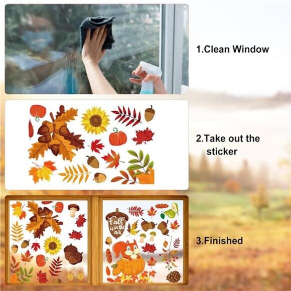 Fall Window Clings for Glass Thanksgiving Clings Decor for Windows Autumn - Picture 5 of 7